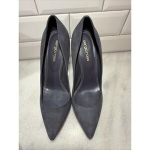 Sergio Rossi Dark Grey Suede Pointed Toe Platform Pumps Size 39 With Box